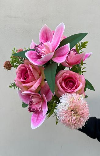 Искусственные цветы ПластЦвет «Букет роза с лилией» ОПТ фото 1