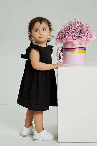 Платье для девочки с бантом цвет черный ОПТ фото 2