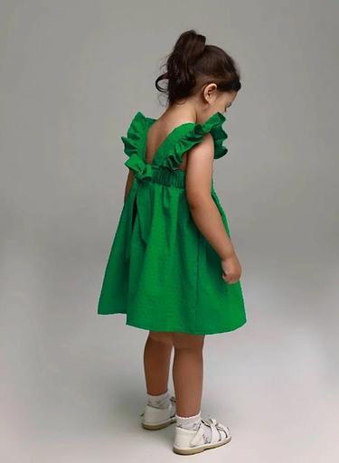Платье для девочки с бантом цвет зеленый ОПТ фото 2