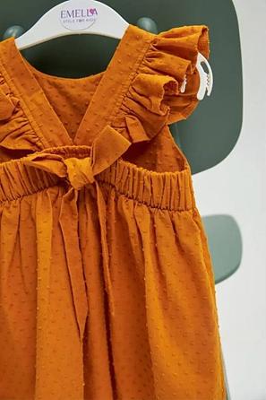 Платье для девочки с бантом цвет горчичный ОПТ фото 3