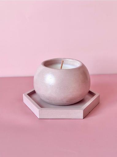 Свеча ароматическая Soft pink Ball в гипсовом подсвечнике фото 1