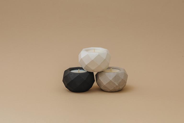 香味大豆蜡蜡烛 Eden touch “Grani” 石膏烛台，白色 фото 1