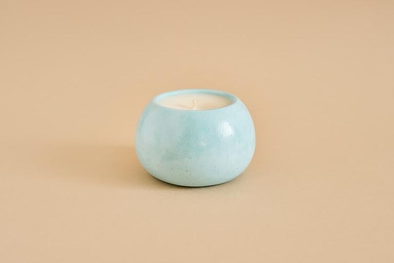 香味大豆蜡蜡烛 Eden touch “Ball” 石膏烛台，白色 фото 1