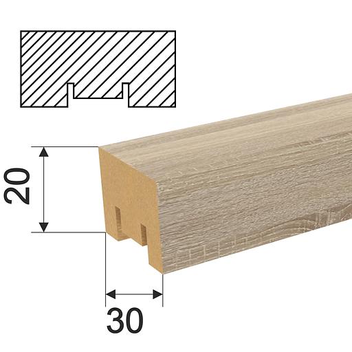 Интерьерная рейка МДФ STELLA «Милана» Дуб сонома, 20х30х2700 мм (упаковка 8 шт) ОПТ фото 2