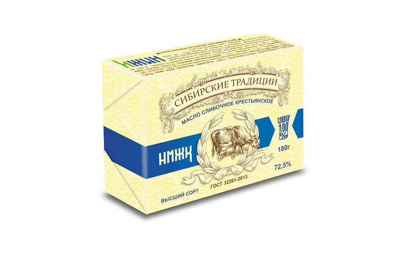 Butter Siberian traditions “Peasant” 72.5% 180 g OPT фото 1