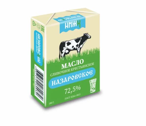 Масло сливочное Назаровское «Крестьянское» 72,5 % 180 г ОПТ фото 1