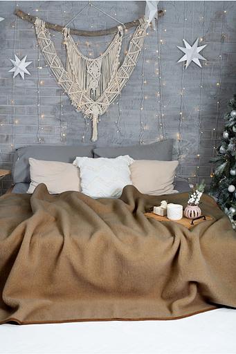 Жиынтық жүннен жасалған жастық 40×40 см + көрпе 100×140 см букл лосось түсі, көтерме фото 1