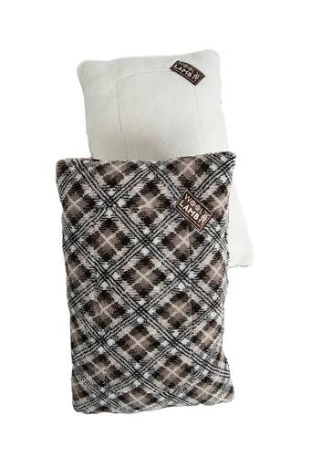 Подушка Woollamb меховая 50×70 см клетка серая, опт фото 1