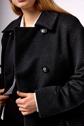 Женское демисезонное пальто деловое Mmoda чёрный, арт.2224139-1 фото 7