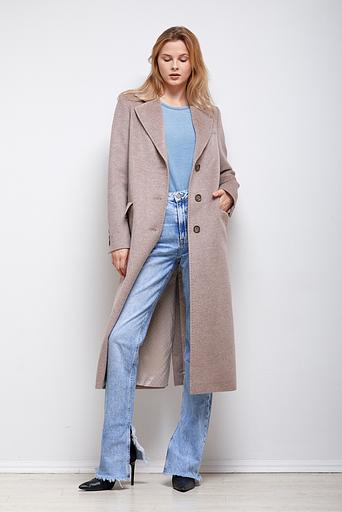 Женское демисезонное пальто деловое Mmoda серо-бежевый меланж, арт.2223501-42 фото 1