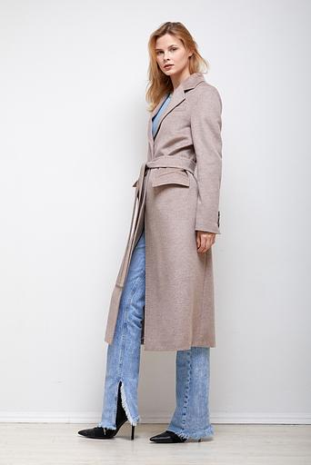 Женское демисезонное пальто деловое Mmoda серо-бежевый меланж, арт.2223501-42 фото 3