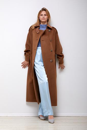 Женское демисезонное пальто деловое Mmoda серо-бежевый меланж, арт.22232М19 фото 2