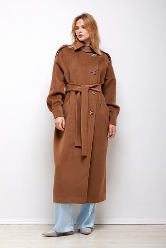 Женское демисезонное пальто деловое Mmoda серо-бежевый меланж, арт.22232М19 фото 3