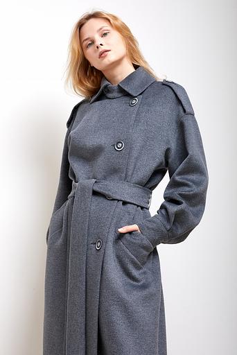 Женское демисезонное пальто деловое Mmoda тёмно-серый, арт.22232М19 фото 6