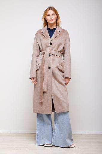 Женское демисезонное пальто деловое Mmoda бежевый, арт.2202438-1 фото 2