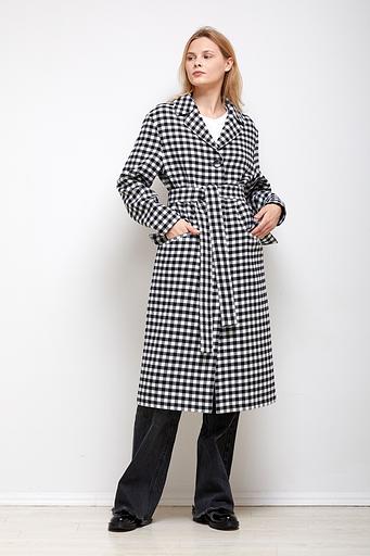 Женское демисезонное пальто деловое Mmoda чёрно-белый, арт.2202438-1 фото 2