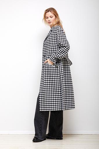 Женское демисезонное пальто деловое Mmoda чёрно-белый, арт.2202438-1 фото 4