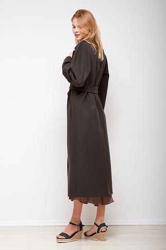 Женское демисезонное пальто деловое Mmoda мокка, арт.2202325-6 фото 4