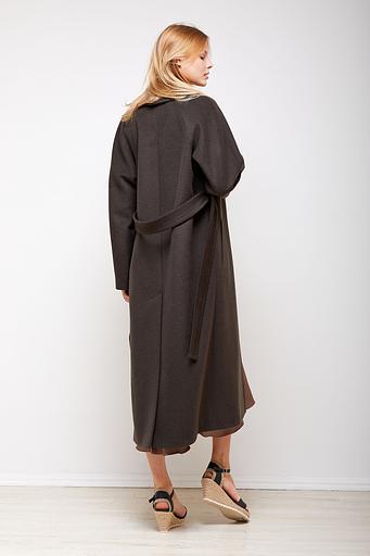 Женское демисезонное пальто деловое Mmoda мокка, арт.2202325-6 фото 6