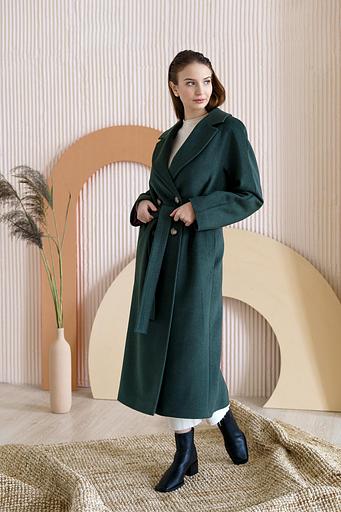 Женское демисезонное пальто деловое Mmoda изумрудный, арт.22М10 фото 2