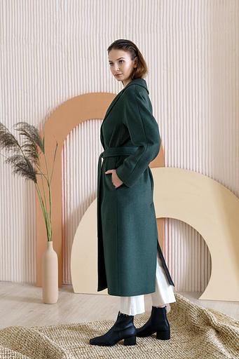 Женское демисезонное пальто деловое Mmoda изумрудный, арт.22М10 фото 4