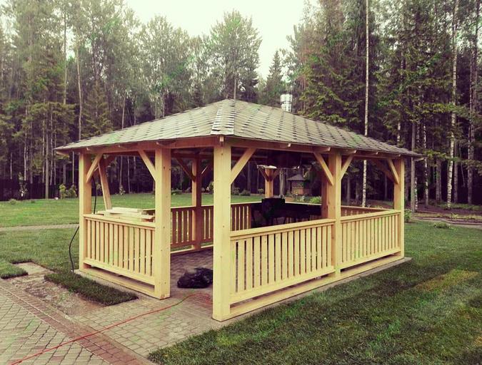 Беседка «Скандинавия» без пола 3×5 м с казан-мангалом и вытяжкой фото 1