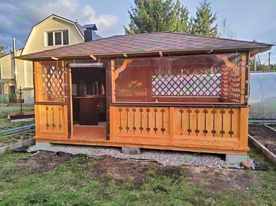 Беседка «Скандинавия» 5×3 м + Гриль Suomi Grill + мягкие окна фото 1