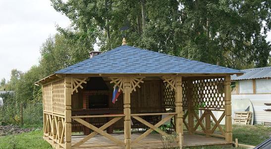 Gazebo “August” 5x5 m + barbecue oven Saunday REF-703 фото 1