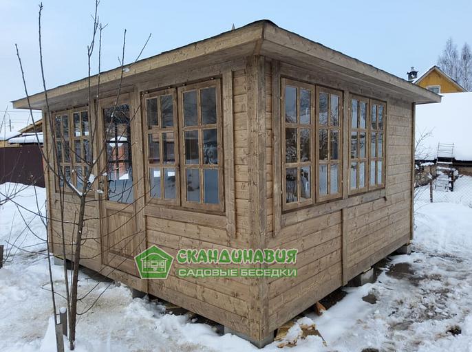 Беседка «Застекленная» 4×4 м с казан-мангалом фото 2
