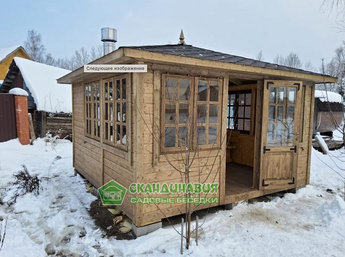 Беседка «Застекленная» 4×4 м с казан-мангалом фото 5