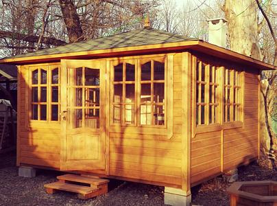 Беседка «Застекленная» 4×4 м с барбекю REF-703 фото 1